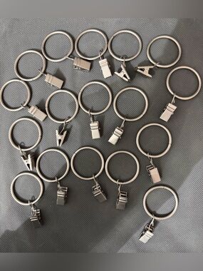 Iron Metal Curtain Clip Rings 1 1/2 Inch Interior Diameter (17, Satin Nickel)